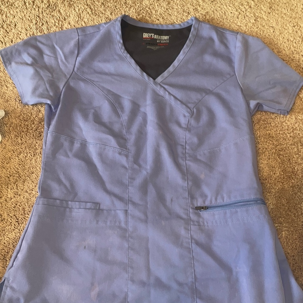 Greys anatomy spandex stretch short sleeve scrub top size xs